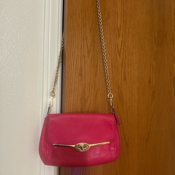 Coach Handbags - Coach Hot Pink Leather Crossbody with Gold Hardware